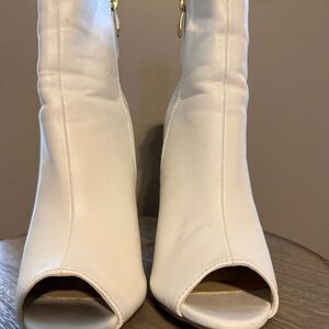 Women's White Peep-Toe Booties